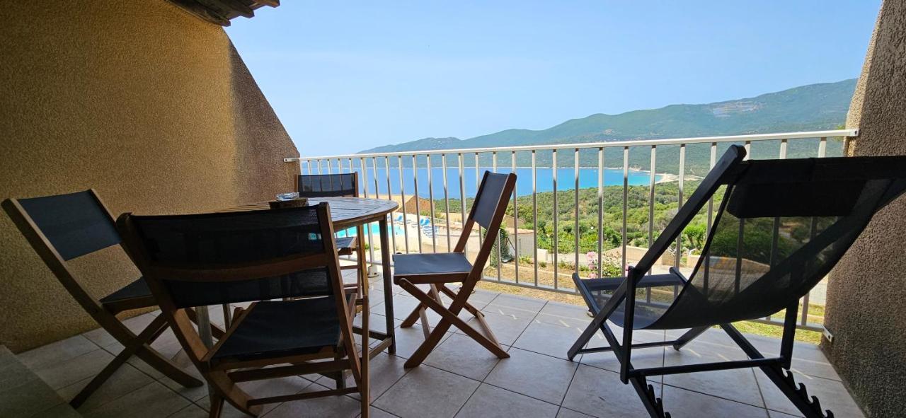 Chalereux T2 Vue Mer Et Piscine Alba Rossa Serra-di-Ferro  Exteriér fotografie